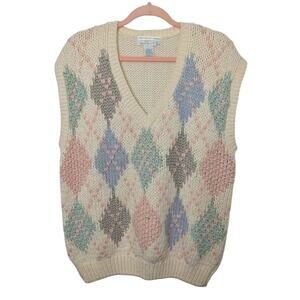 80s Pastel Argyle Sweater Vest